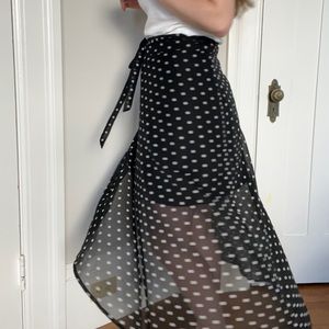 Polka Dot Black and White Wrap Skirt